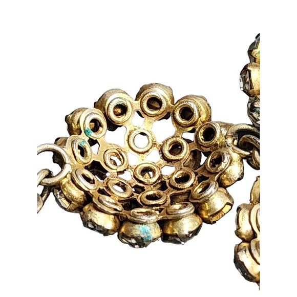 Vintage Possibly Czech Blingy Rhinestone & Brass Parure (A3809) - Picture 10 of 12